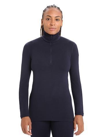 Icebreaker Merino 260 Tech Long Sleeve Half Zip Thermal Top Női Base Layers Sötétkék | HU 1914DFMN